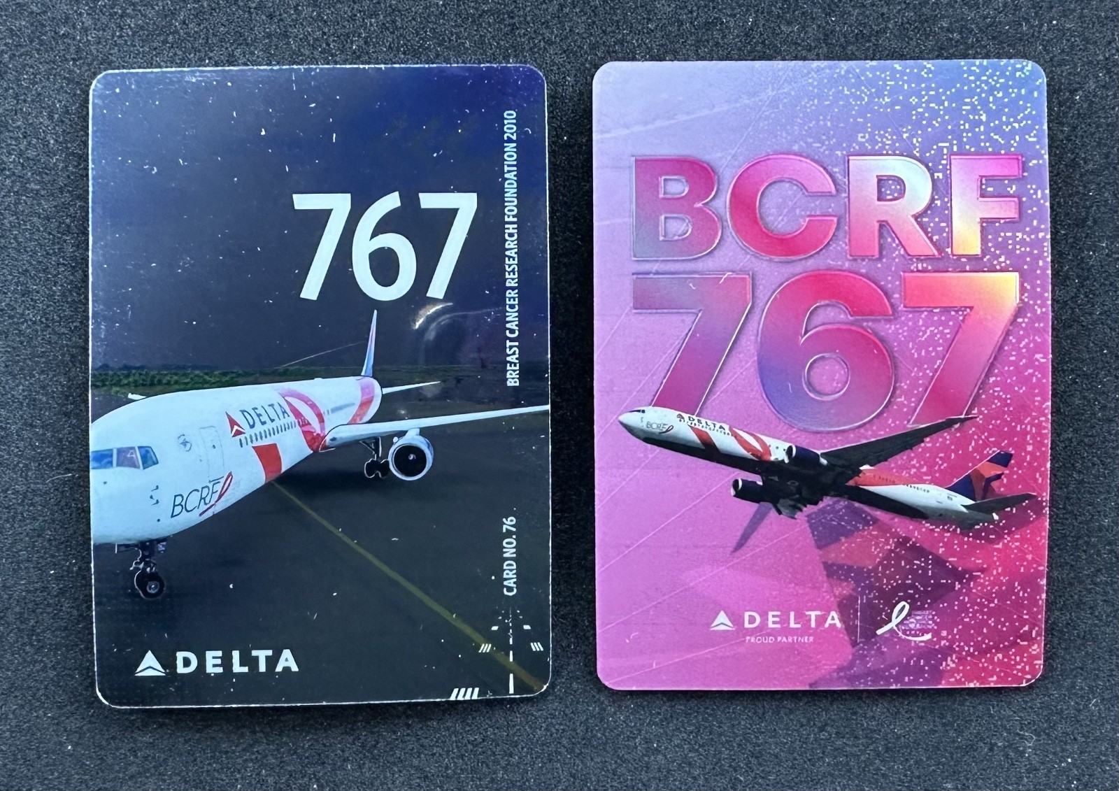 2 Delta Air Lines BCRF  Trading Cards #76 2025  #80 2026 Boeing 767-400ER