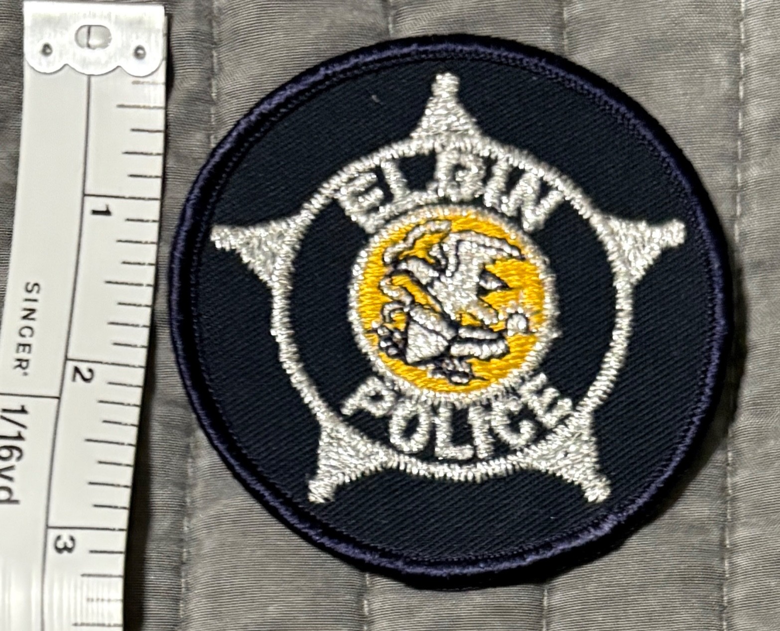 Vintage Obsolete Elgin Illinois IL Police Patch Mylar Thread