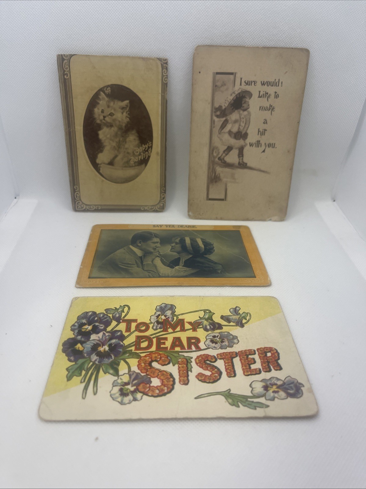 ~Lot of 4 1910s Antique~Greetings Postcards