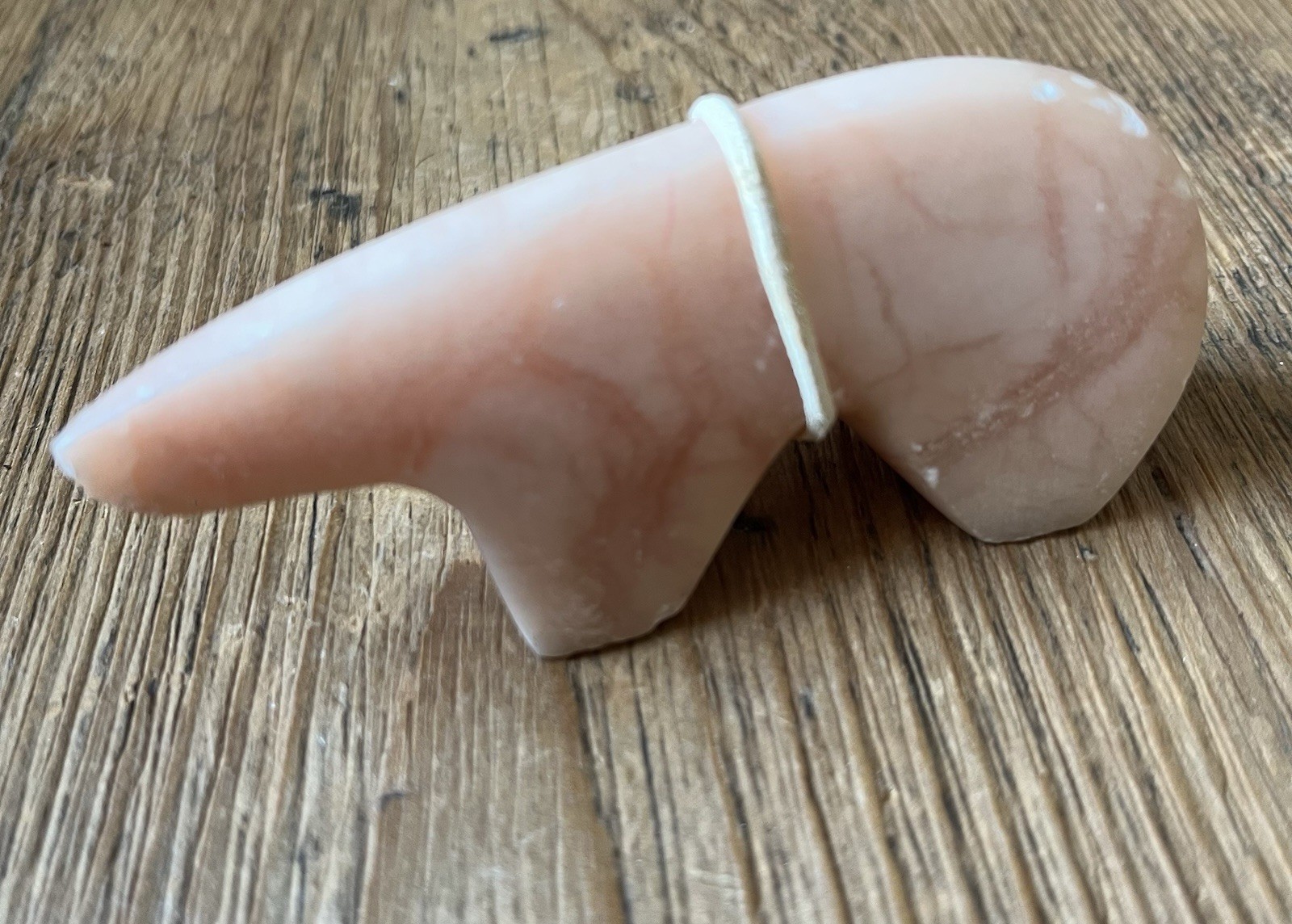 Vintage Hand Carved Pink Alabaster Onyx Marble Bear Animal Sculpture Totem 3\