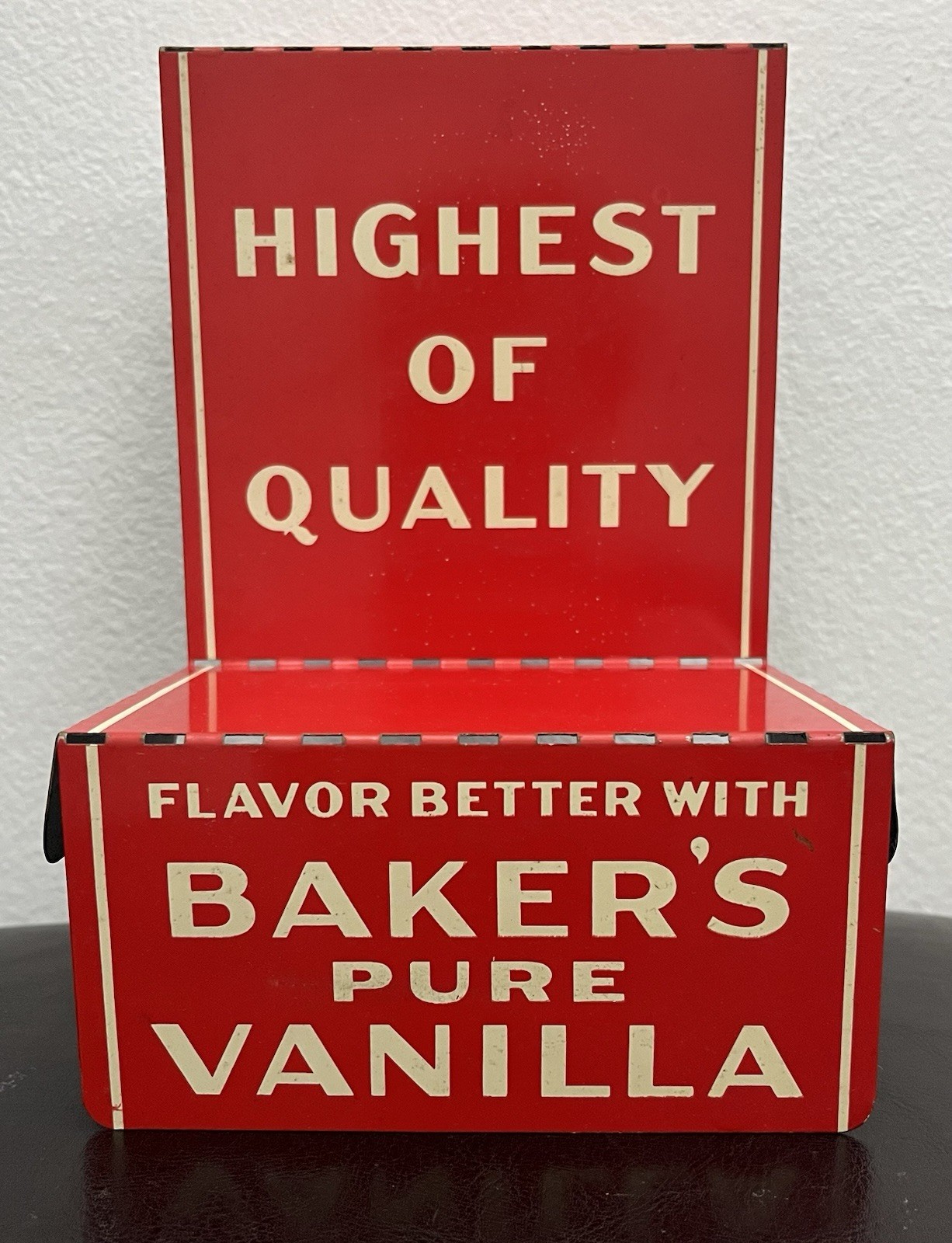 Baker\'s Pure Vanilla Metal Store Display Advertisement Red HD Beach Co Ohio