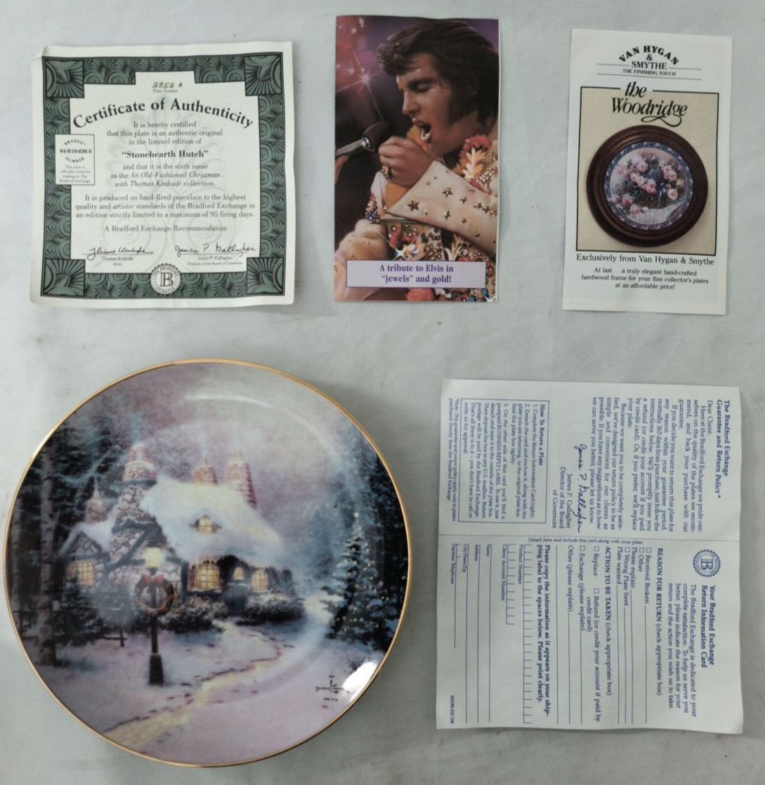 Vintage Bradford Exchange Stoneheart Hutch Thomas Kinkade Plate #8241A W/COA