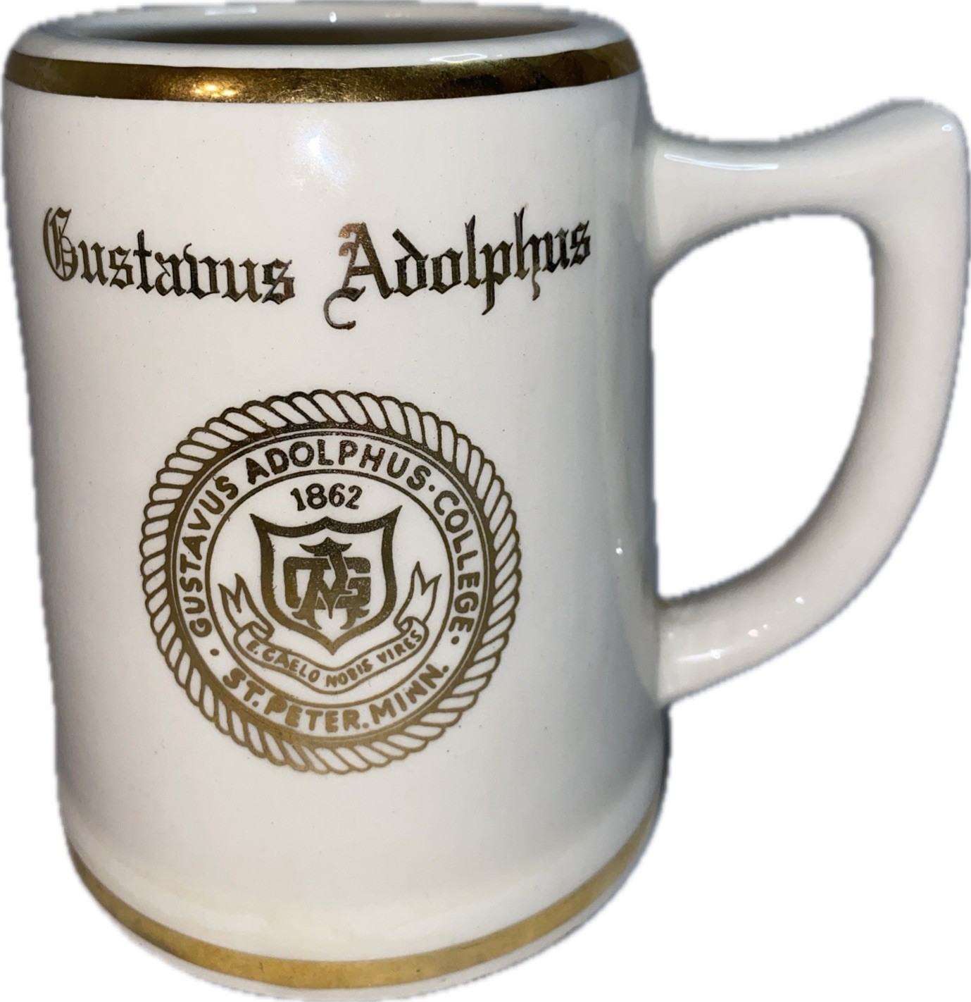 GOOD Vintage Gustavus Adolphus College Beer Stein Mug Cup WC Bunting M16 5\