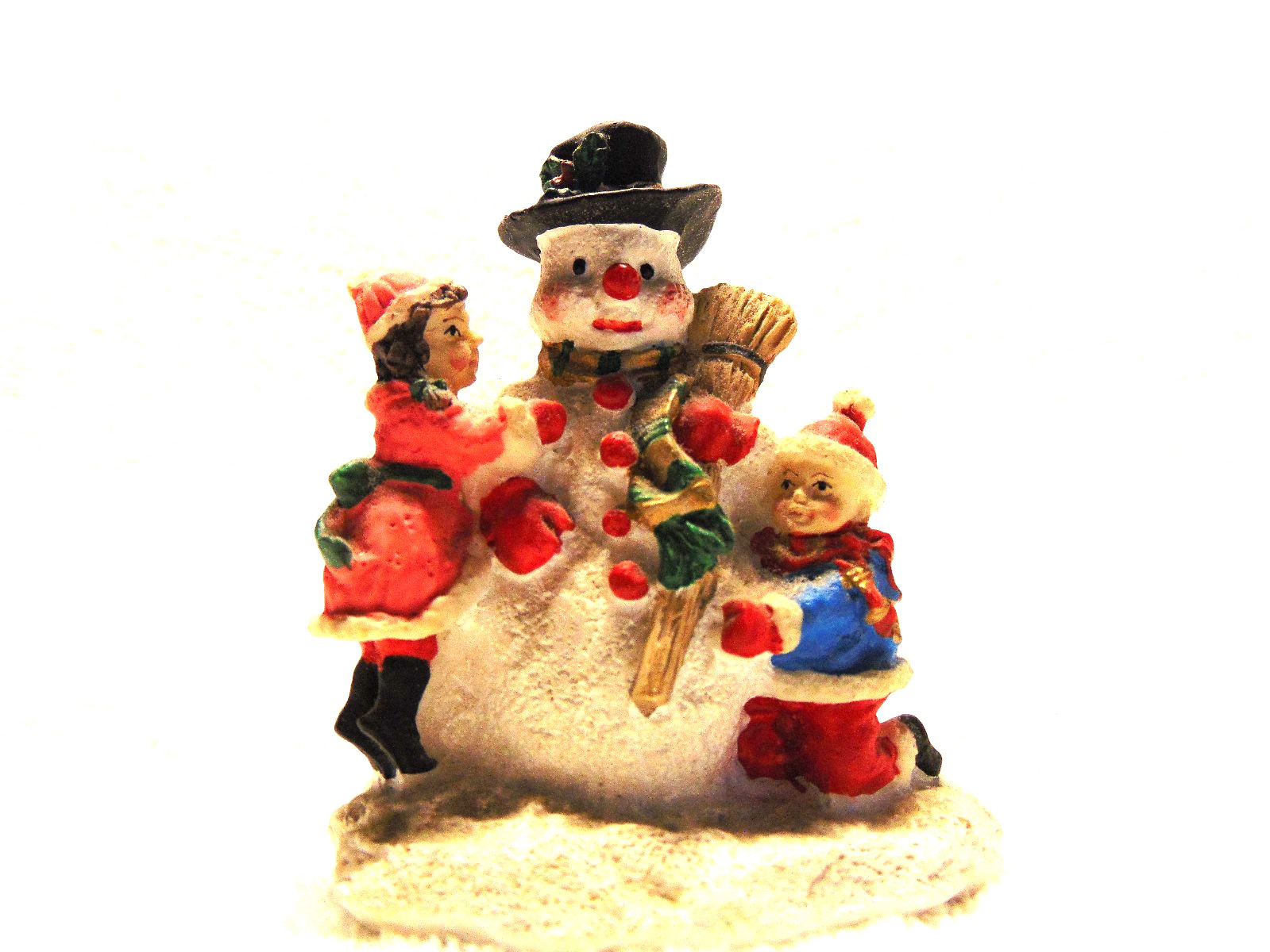 Vintage Resin Christmas Snowman with Children  3.5\
