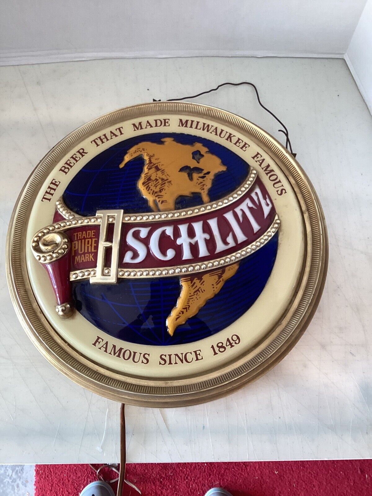 Vintage 2 Sided Schlitz Globe Sign 18”