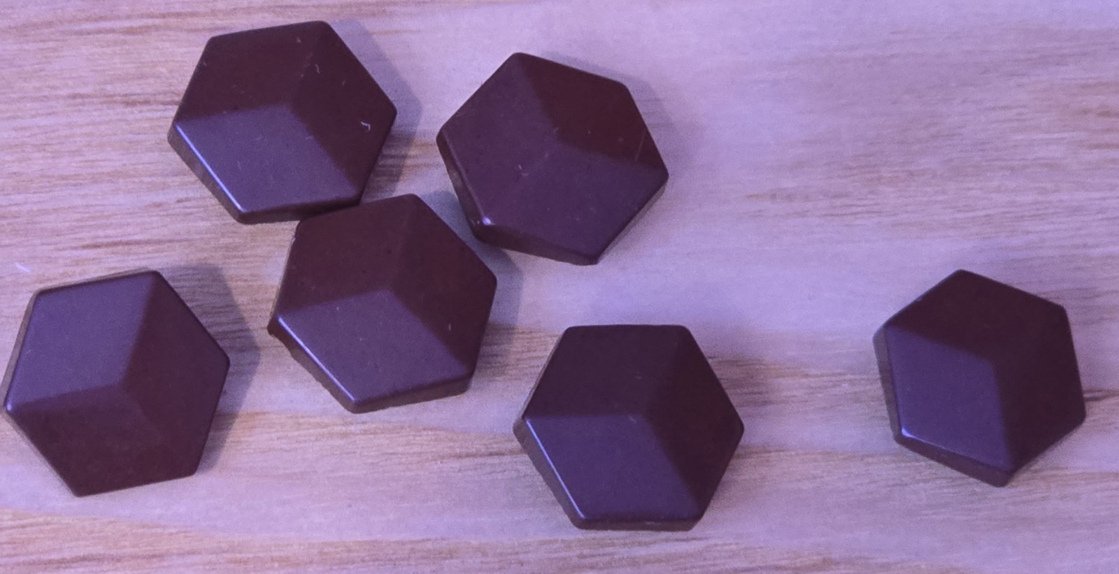 6 Vintage Chocolate Brown Bakelite Hexagon Pyramid Buttons Shank Curated 7/8