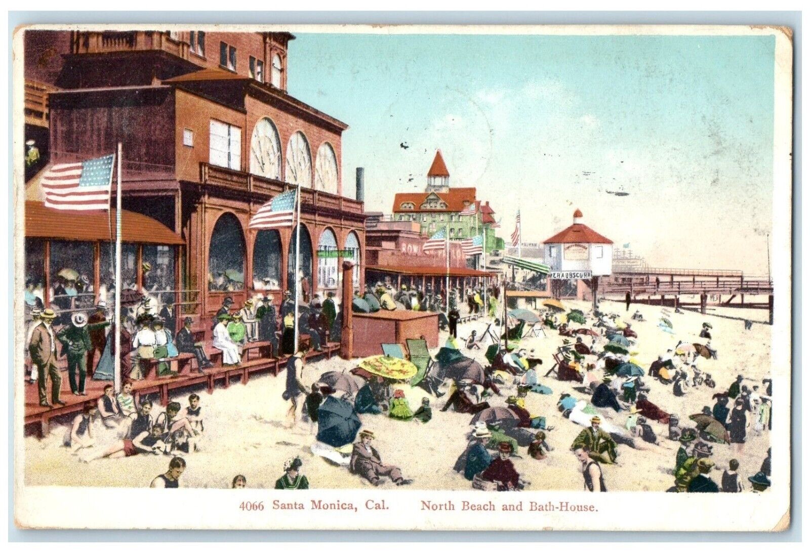 1908 North Beach And Bath House Santa Monica California CA Vintage Postcard