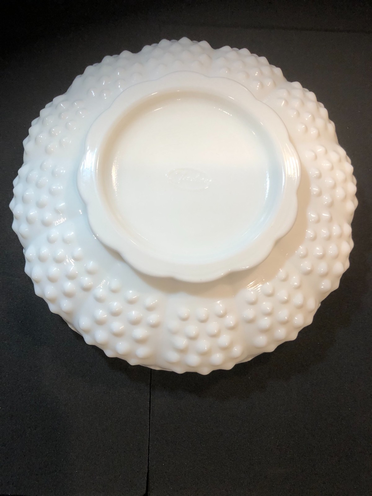 Fenton White Milk Glass Hobnail Snack Bowl Heavy Sawtooth Edge PERFECT