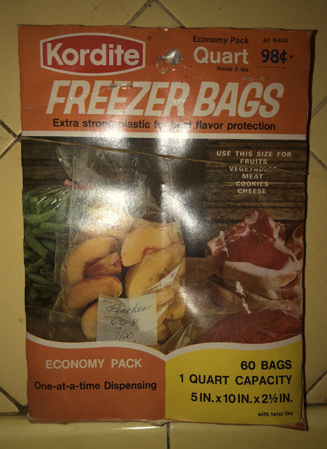 1960s Kordite Freezer Plastic Bags (Open) 1-Quart Mobil Chemical Company