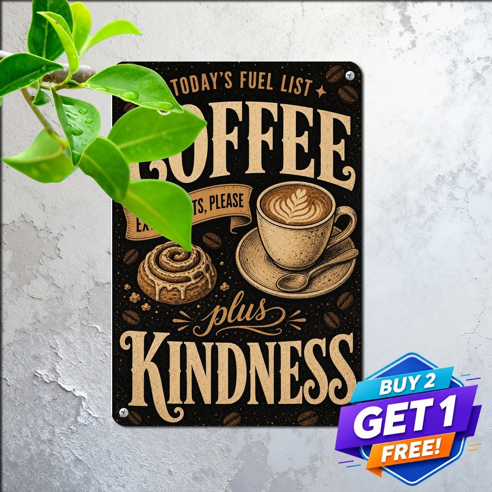 All I Need Today Is A Little Coffee Metal Tin Sign Wall Decor Plaque 8x12