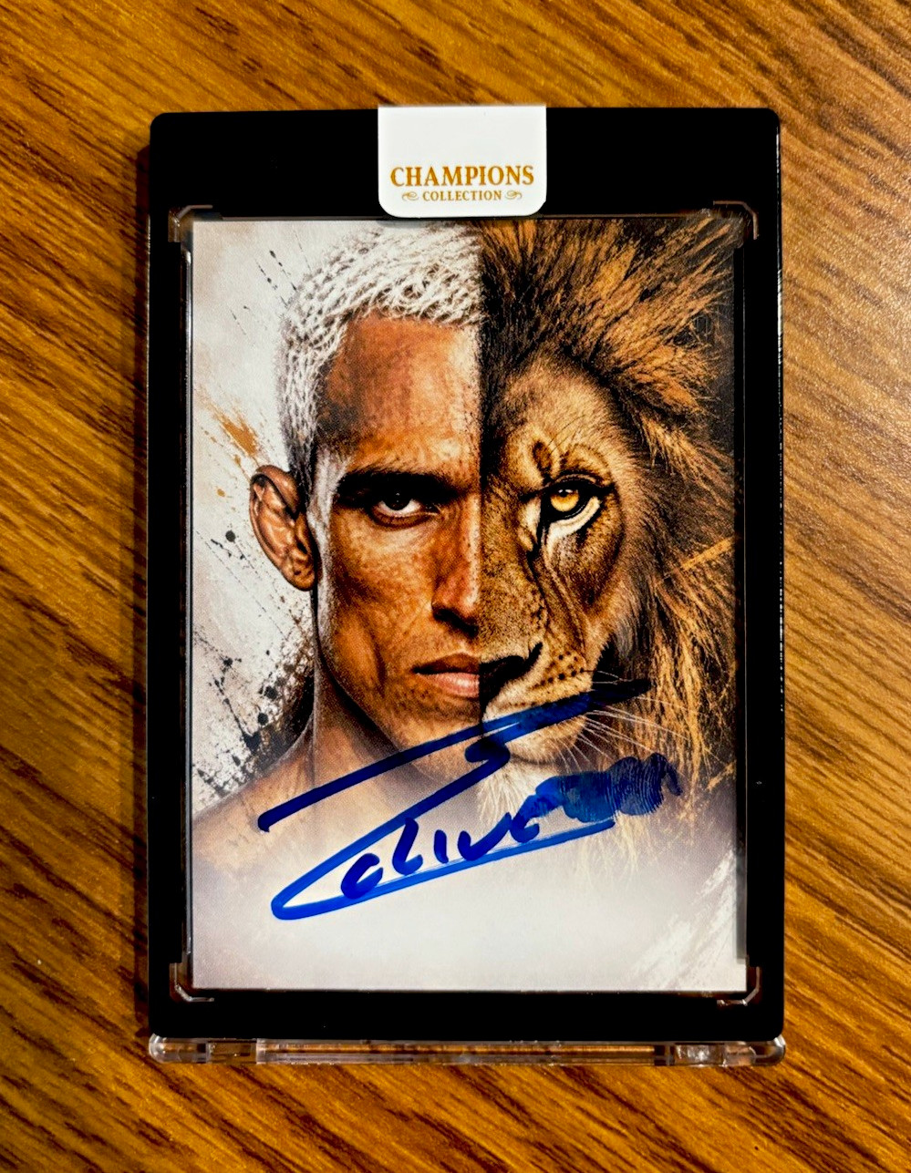 UFC Champions Collection Charles Oliveira Lion Short Print Auto -JSA Certified