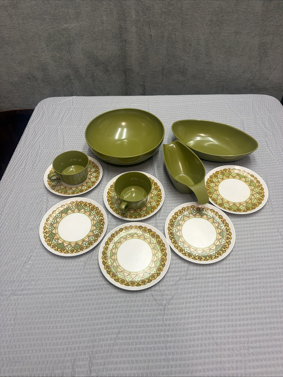 Vintage Allied Chemical Melmac Dinnerware Avocado Green Harvest