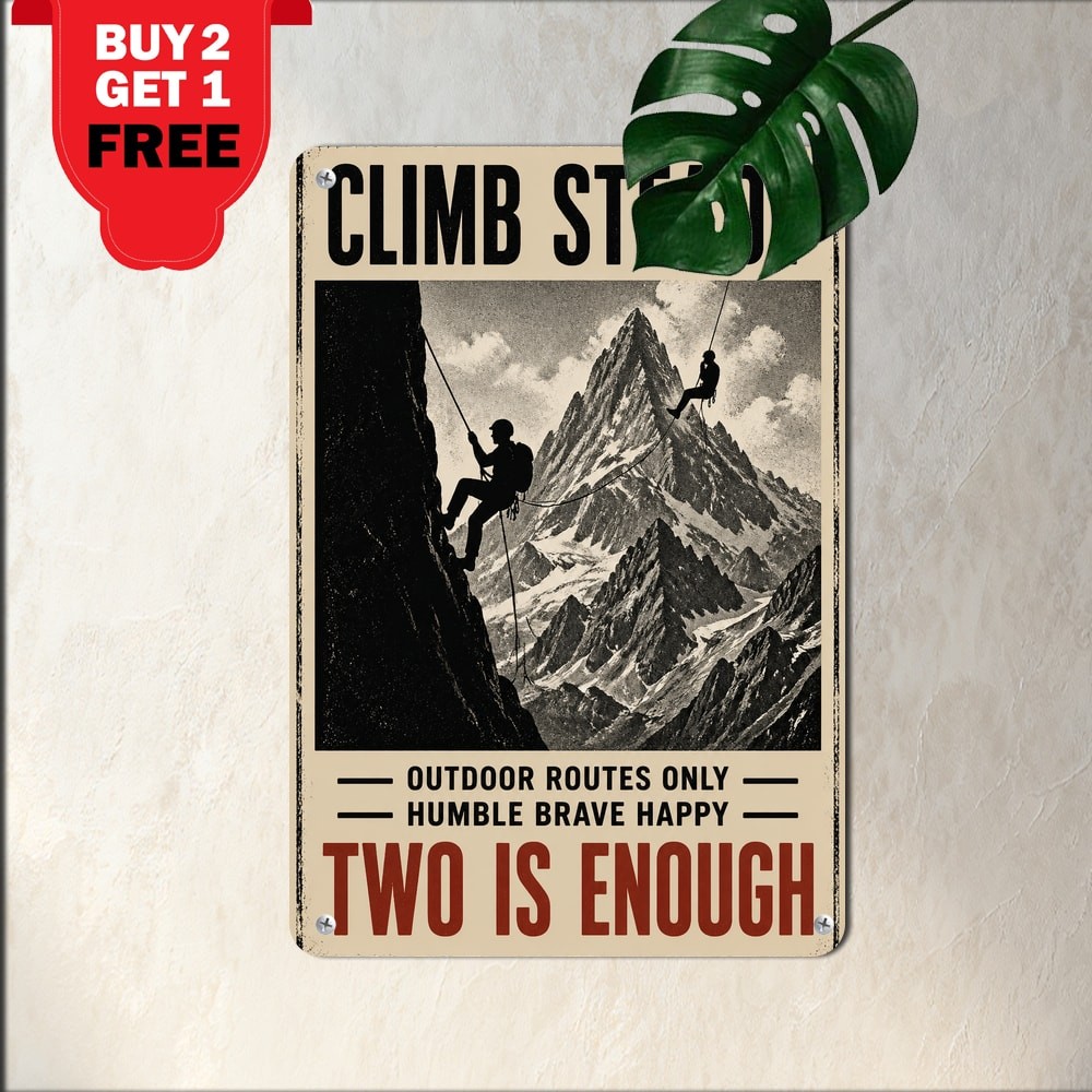 Vintage Mountaineering Rock Climbing Tin Sign Retro Outdoor Adventure Plaque
