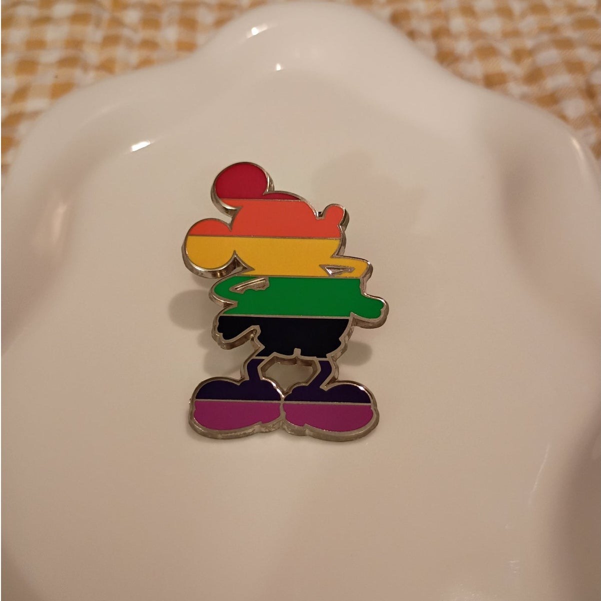 Disney Parks Mickey Mouse Rainbow Pride Silhouette Enamel Trading Pin