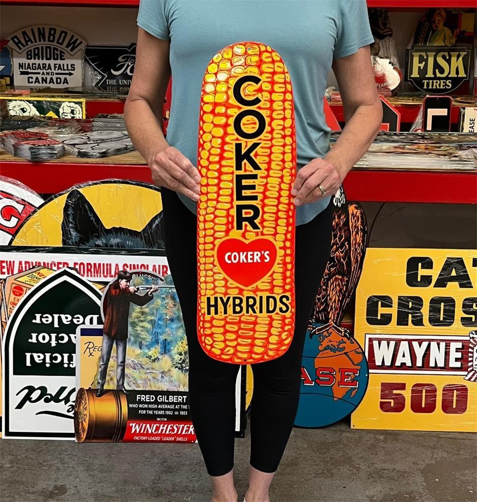 Vintage Style Metal Sign Coker Corn Hybrid NOT Porcelain 25x8 Made USA