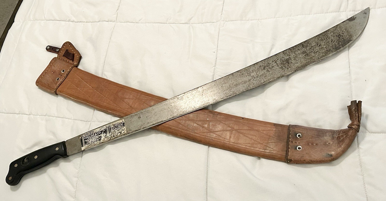 Vintage Collins & Co Legitimus Machete 26” Blade 31” Length w/ Leather Sheath