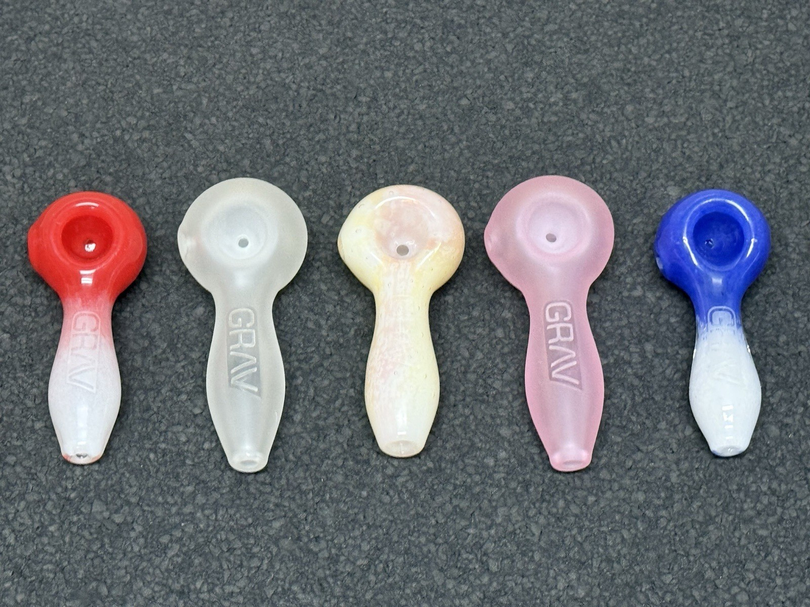 5x GRAV Hand-Blown Colorful Spoon Glass Pipes Wholesale Lot
