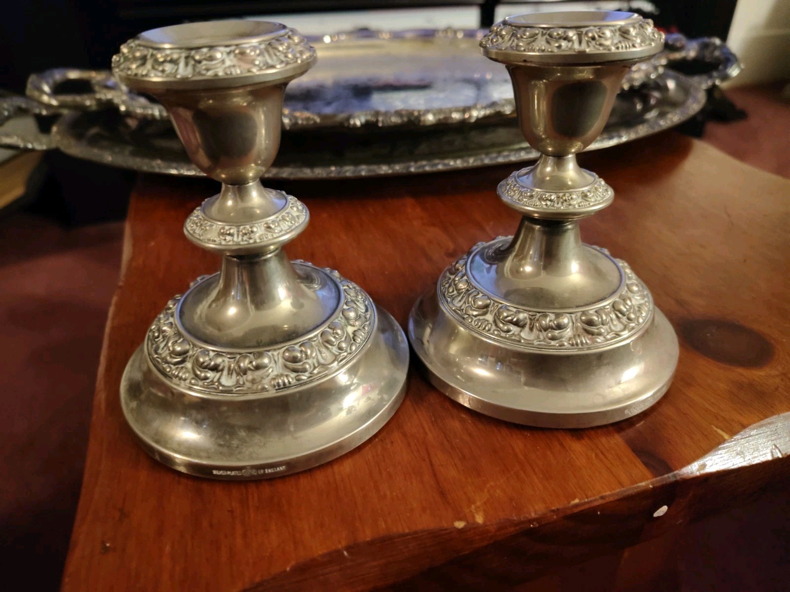 Vintage Pair Of IANTHE Of England Ornate Silver Plated Candle Stick Holders