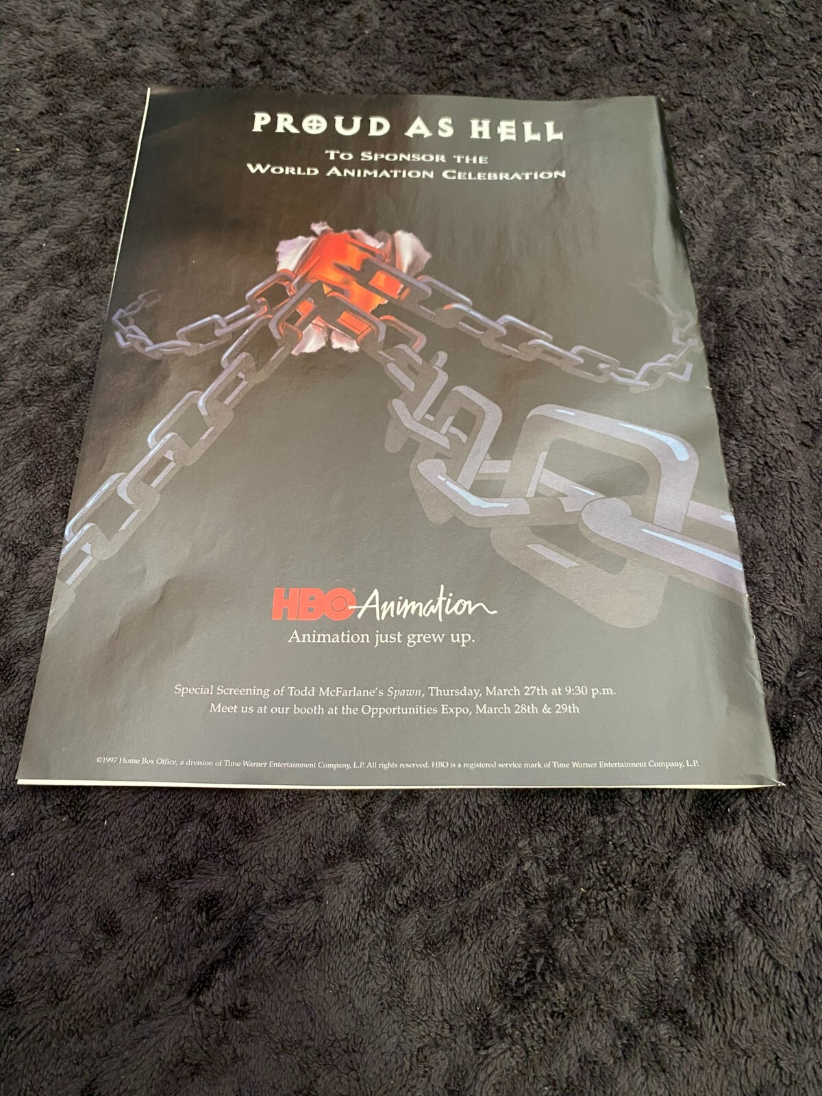 SPAWN on HBO ANIMATION 1997 ad for World Animation Celebration, Todd McFarlane