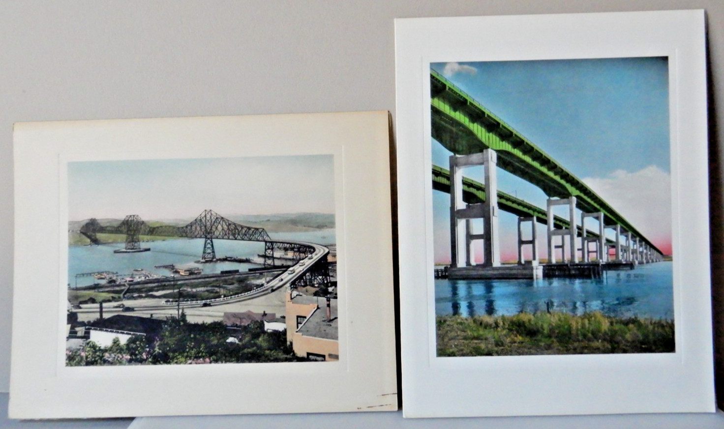 Bridges Carquinez Strait & Raritan River: 2 Robinson & Steinman Cards \'47 + \'55