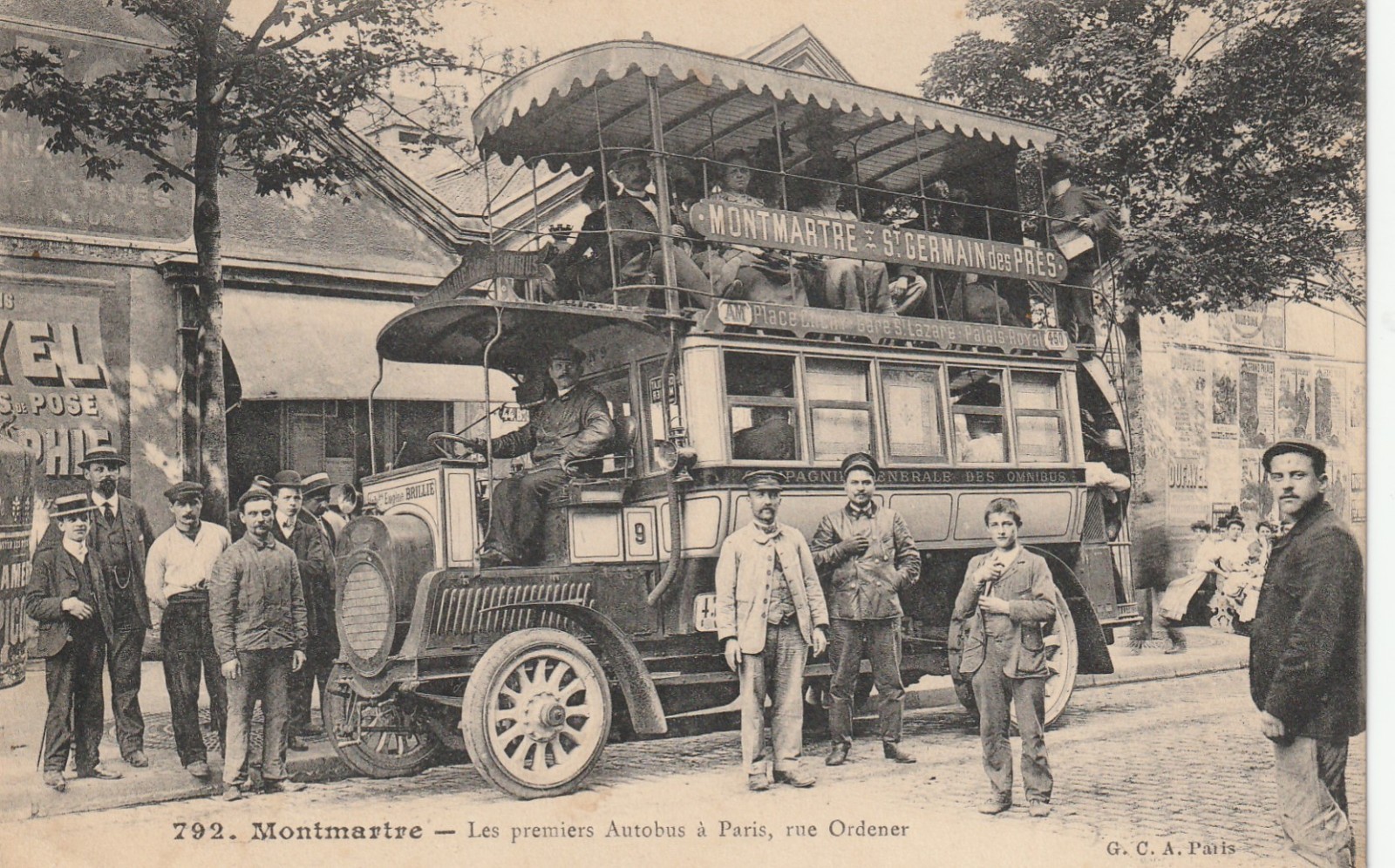 75 postcard Paris XVIII Montmartre No. 792 The first buses in Paris, Rue Ordener