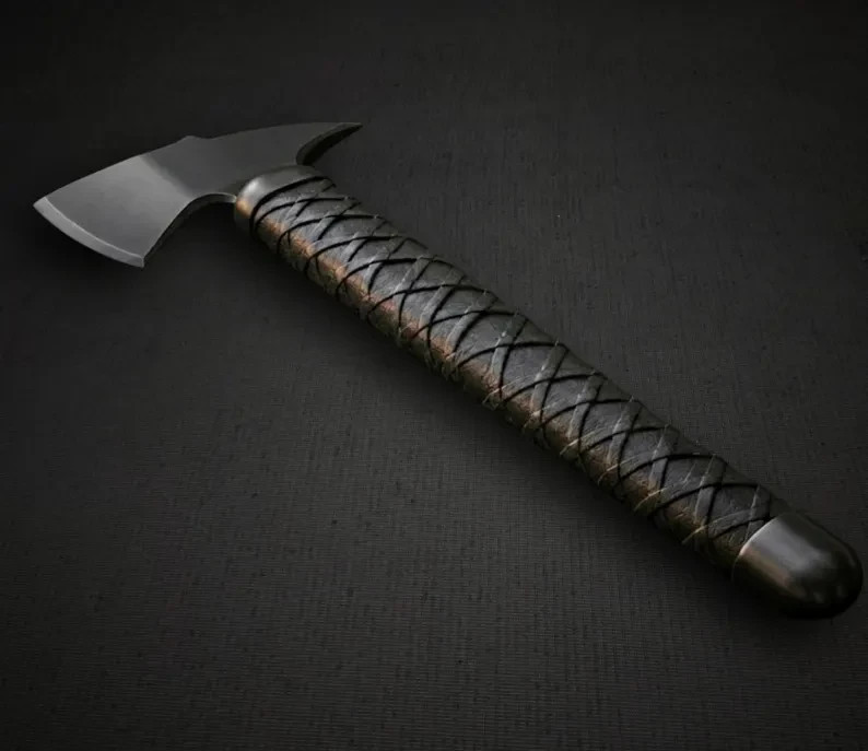 Handmade Punisher Style Axe & Knife Set | Custom Collectible with Premium Leathe