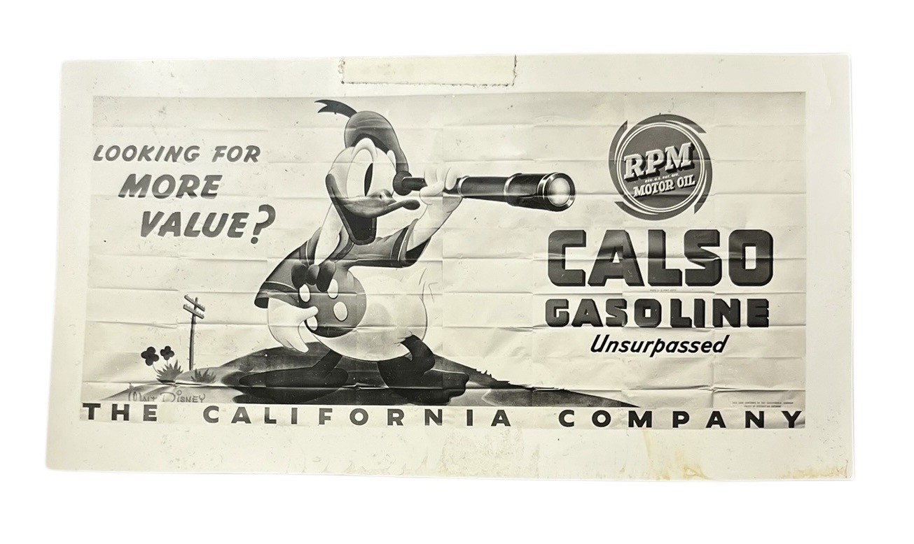Vintage c 1930s Calso Gasoline Donald Duck Disney Advertising Photo Early Old