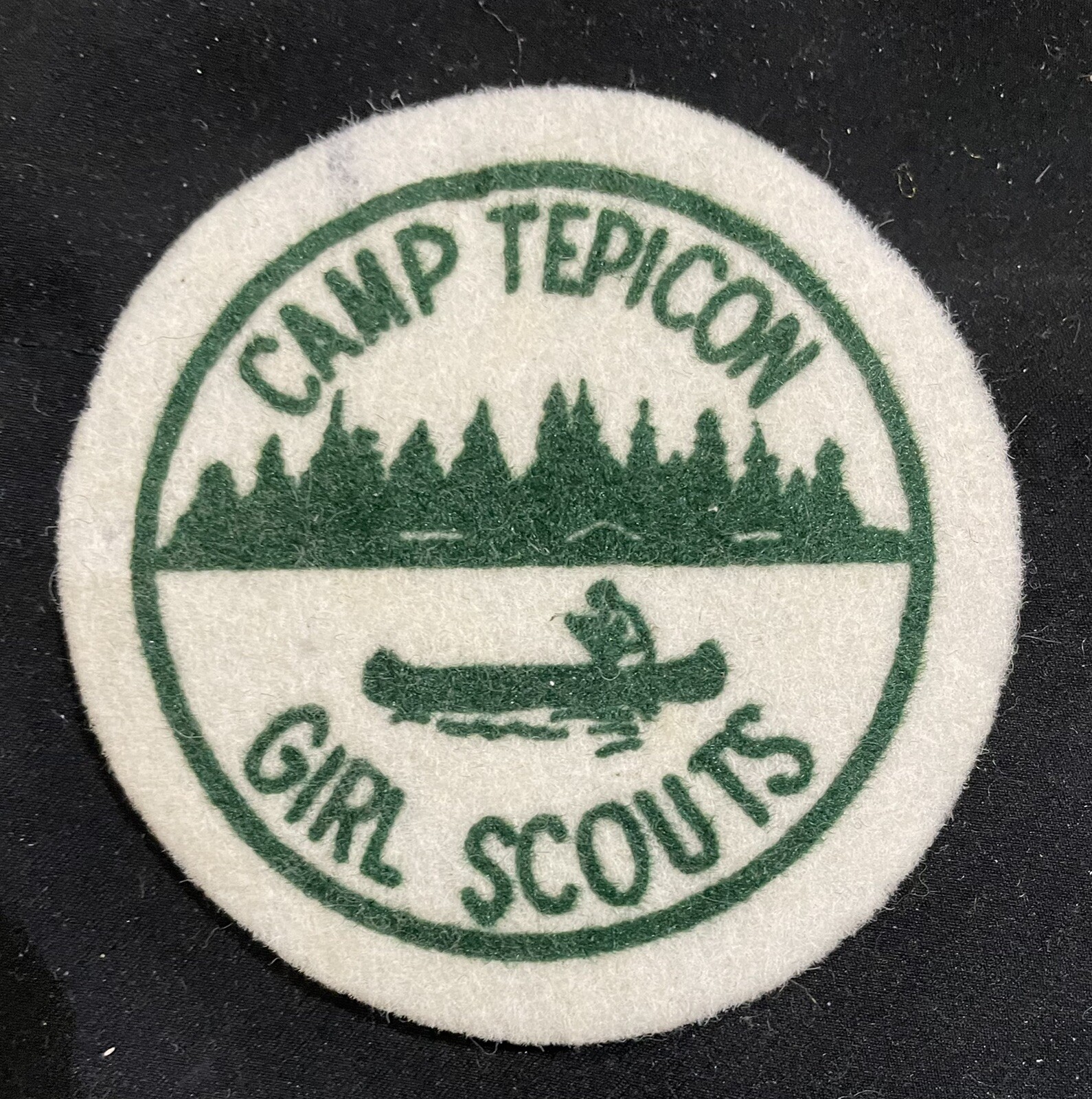 VERY RARE FELT Vintage Girl Scout Patch-CAMP TEPICON GIRL SCOUTS-1938-INDIANA