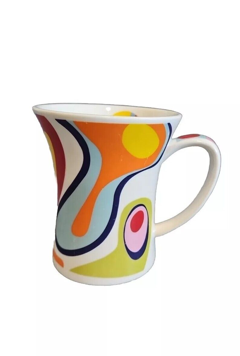 Churchill Retro Cup Psychedelic Floating Circles Groovy Modern Colorful Flare