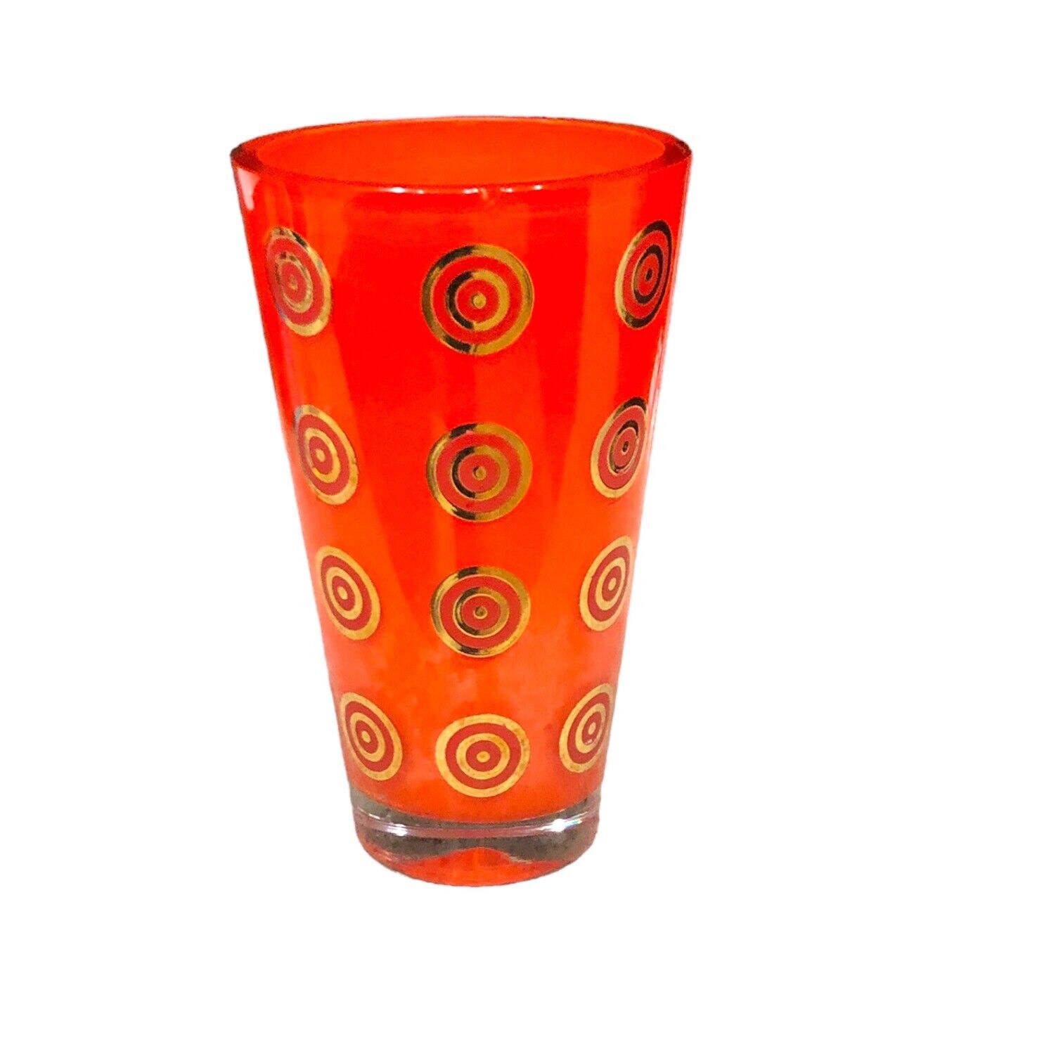 80s Orange art glass vase ettore sottsass collection made in italy gold swirl