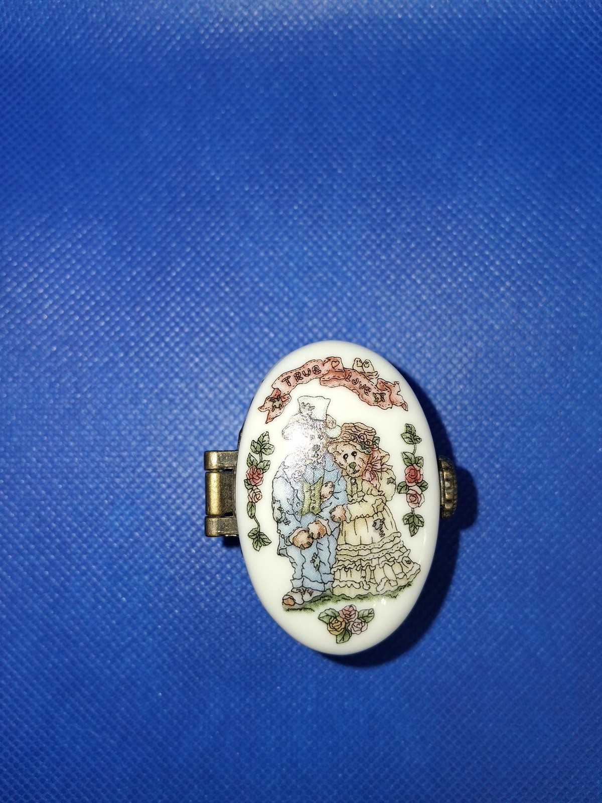 Treasured Teddies Porcelain Trinket Keepsake Box Teddy Bear Floral Limited