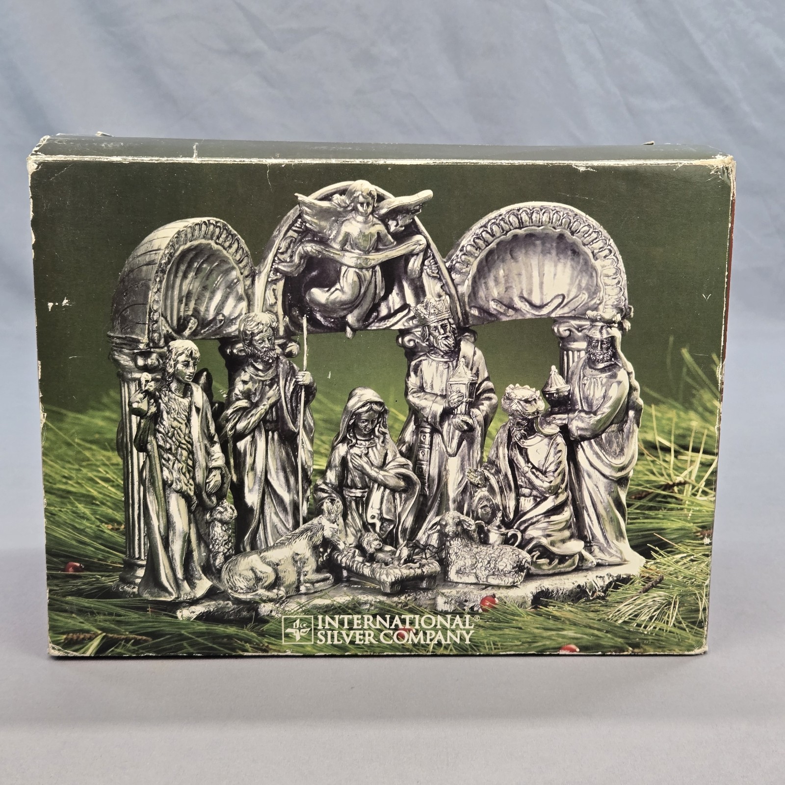 Vintage 10PC International Silver Co Christmas Nativity Set Silver Plated