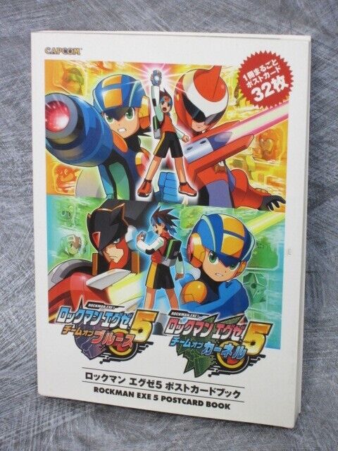 ROCKMAN EXE 5 Megaman Team Blues Carnel Postcard Book GBA Art Fan 2005 Capcom