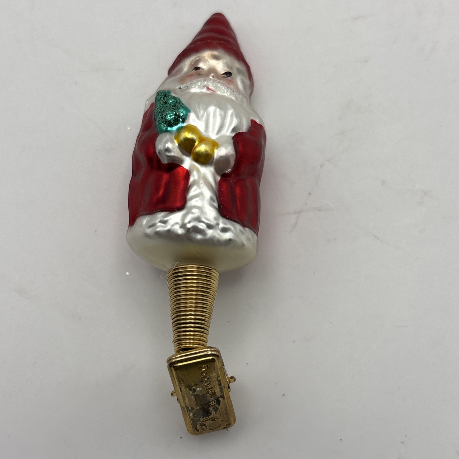 Vintage Dept 56 Clip On Mercury Glass Santa Claus Christmas Tree Ornament *READ*