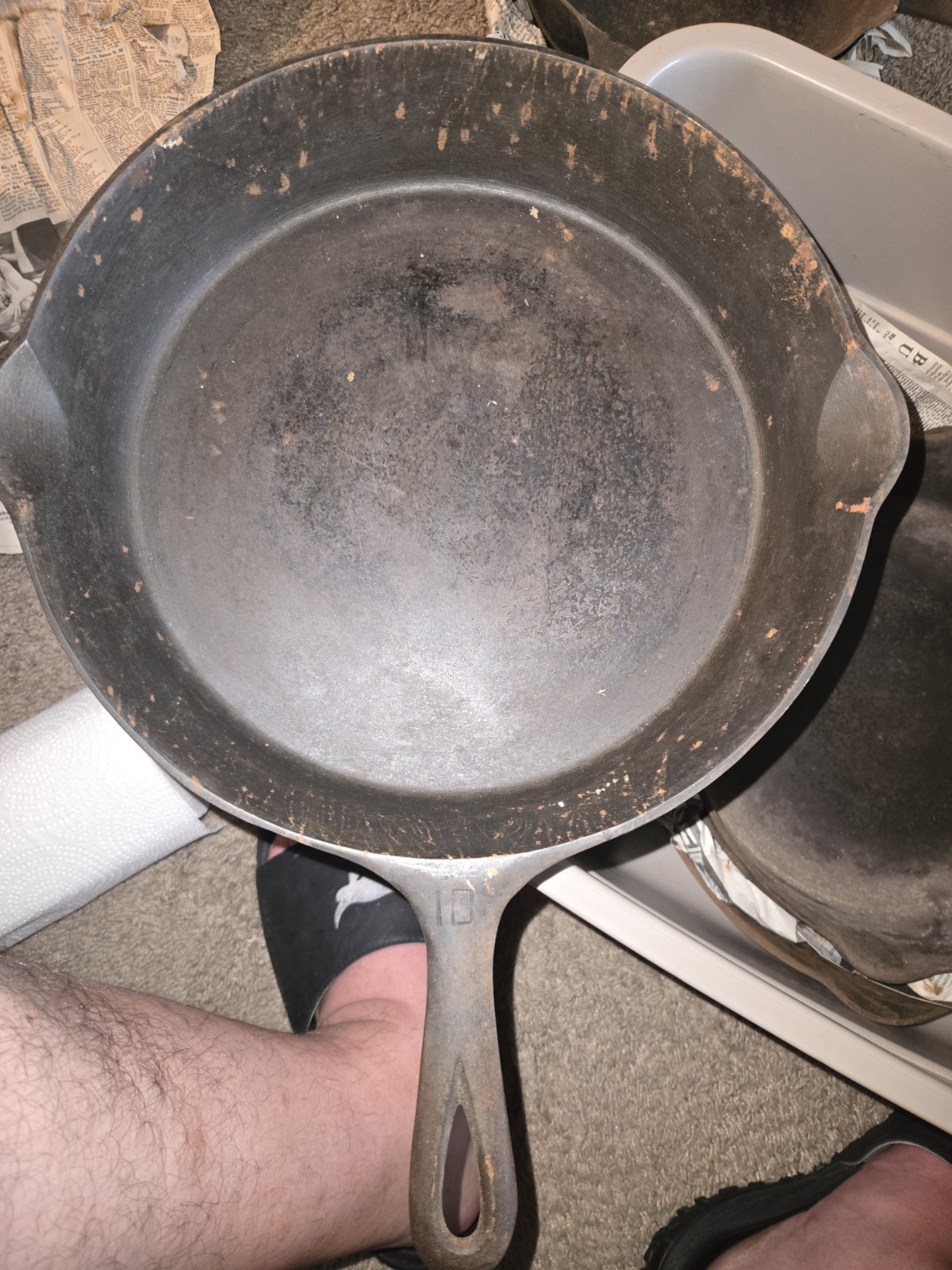 Smoke Ring Griswold Cast Iron Skillet #10 Large Block Logo Erie PA 716