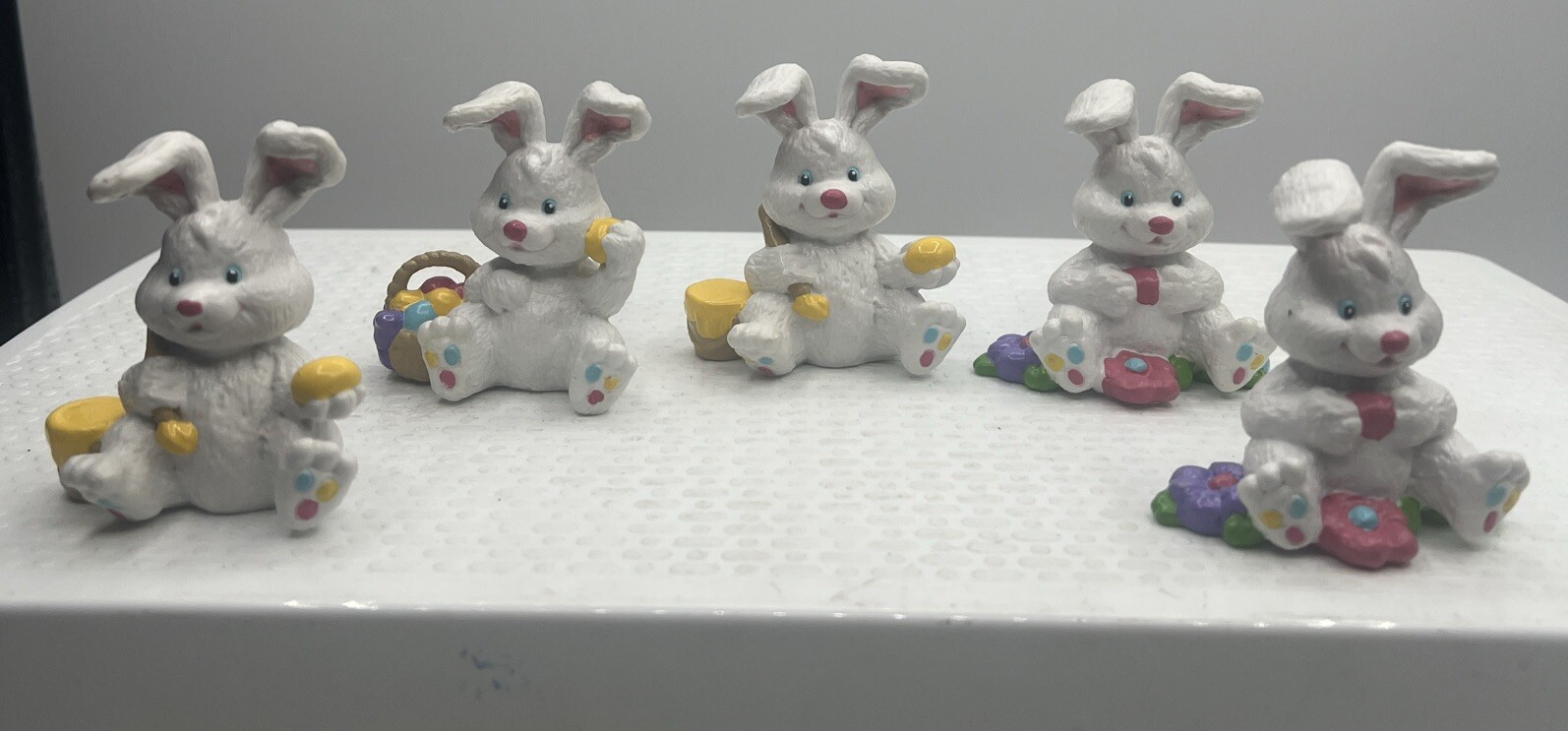Vintage Easter Bunny PVC Applause Herman Goelitz Rabbit Figure Lot Of 5 2.5”