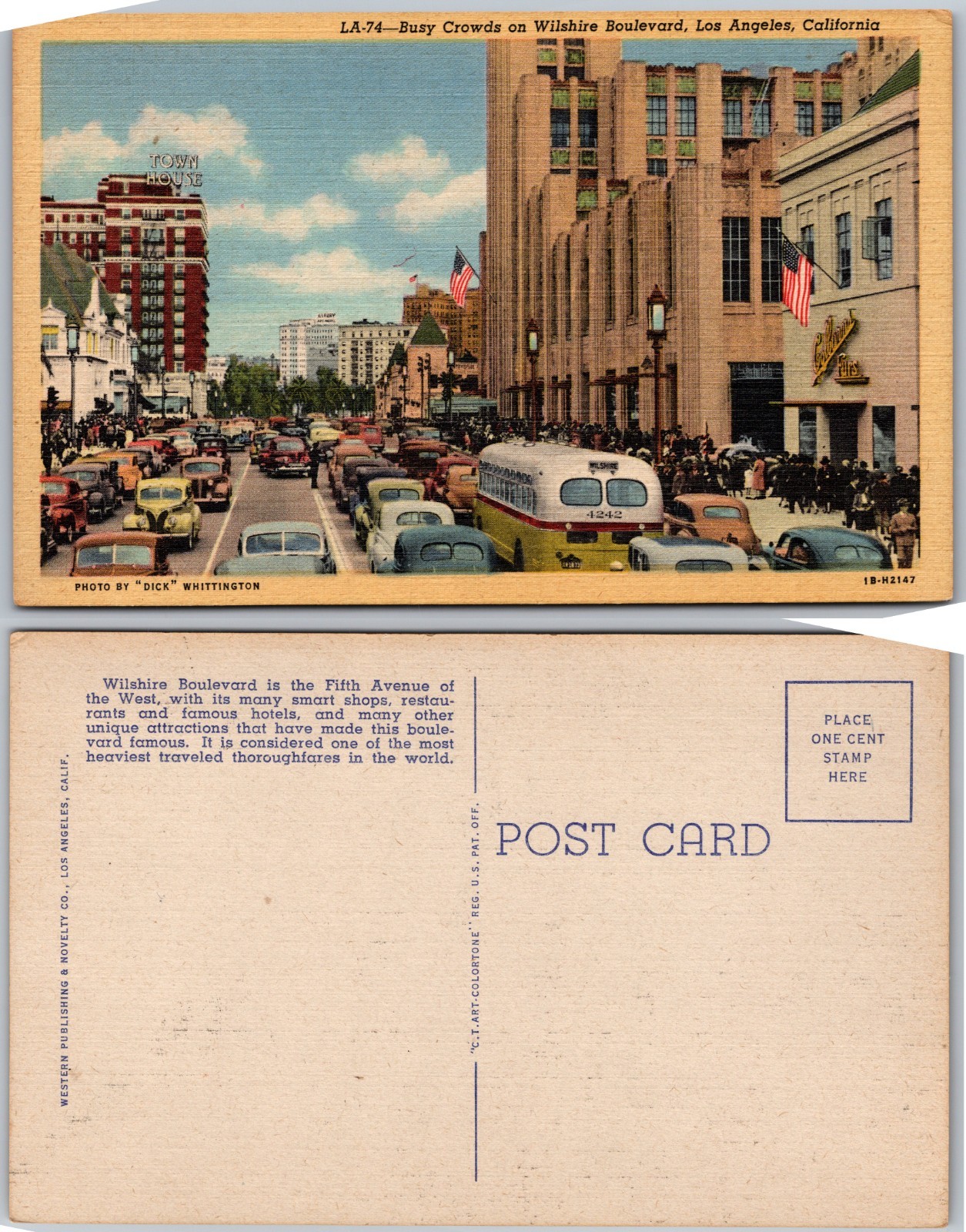 Wilshire Boulevard Crowds Los Angeles California Postcard