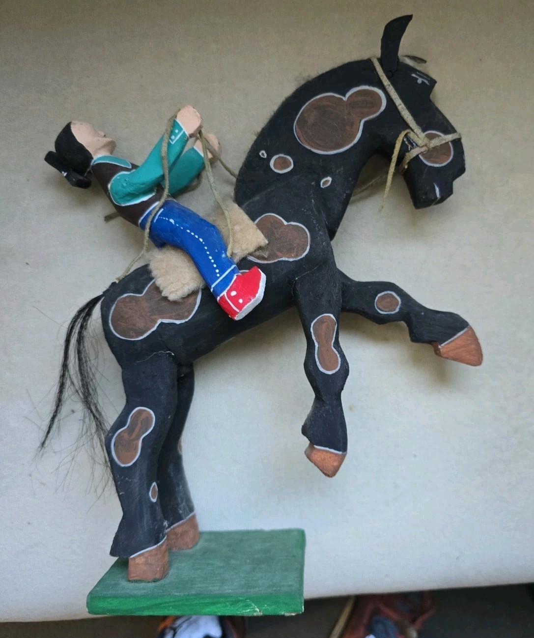 NATIVE AMERICAN NAVAJO FOLK ART COWBOY RIDING A HORSE BY DELBERT BUCK  13\