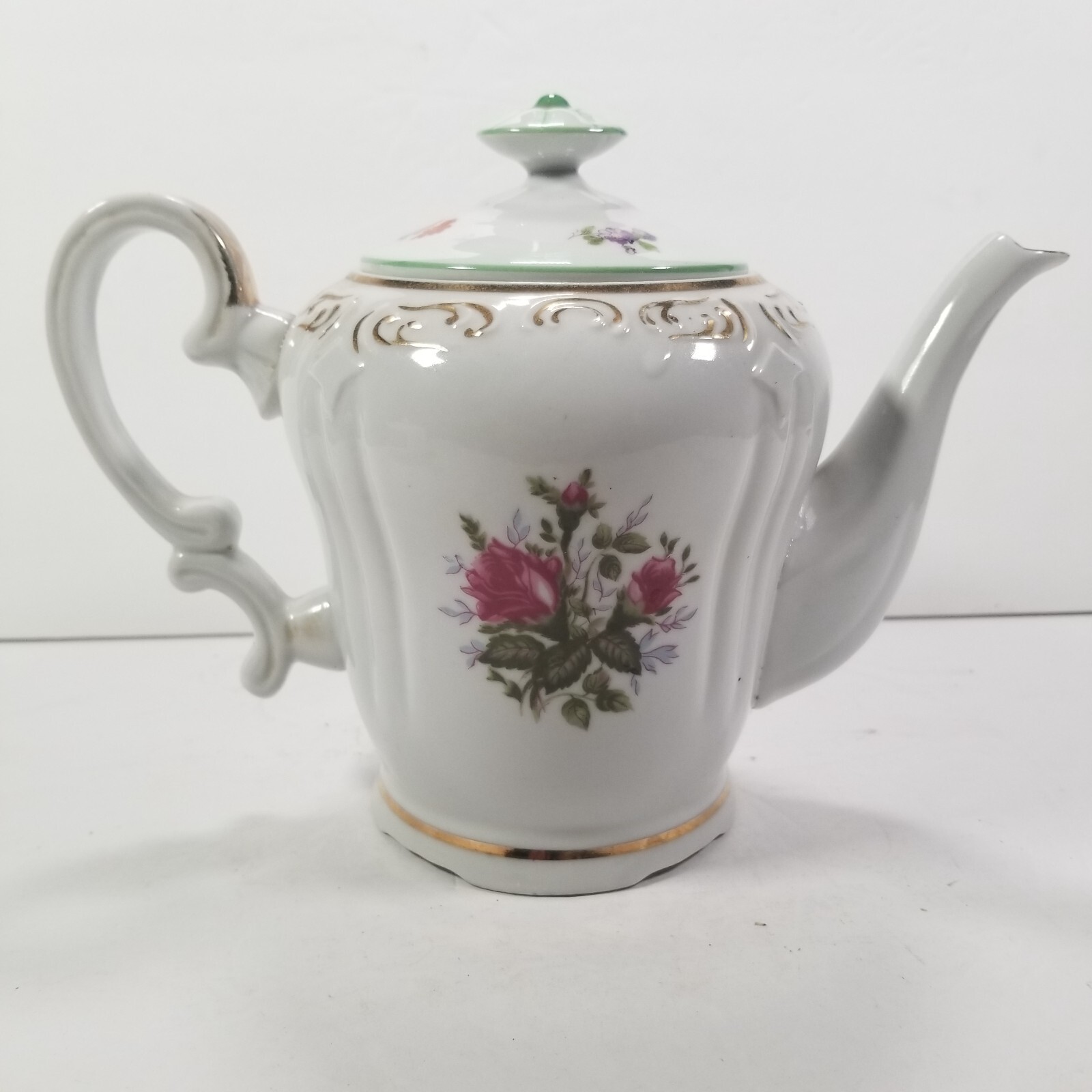 Teapot Musical Japan Rose Floral Pink Gold Handled 7\