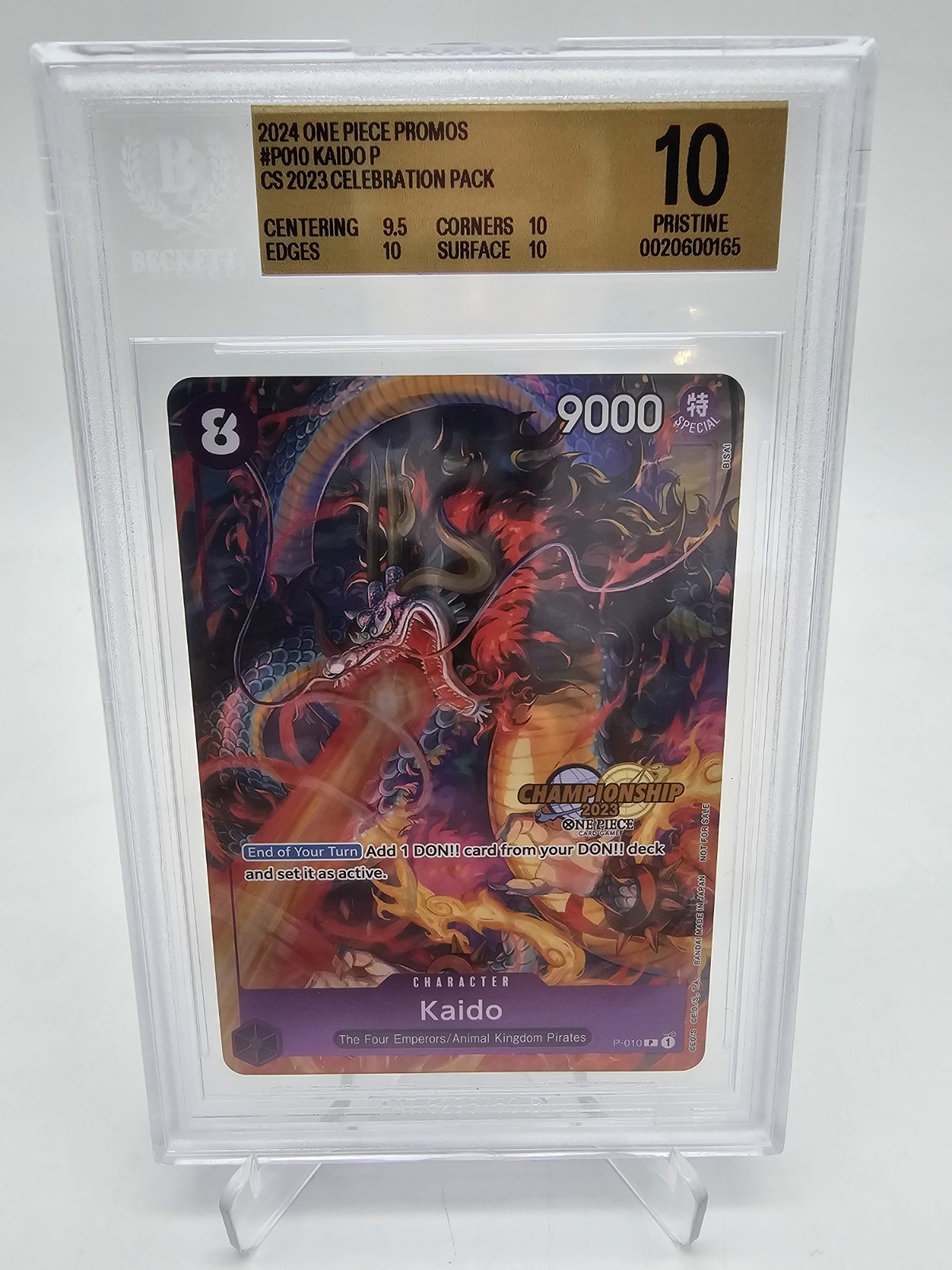 BGS 10 PRISTINE One Piece Kaido P-010 Championship 2023 Celebration