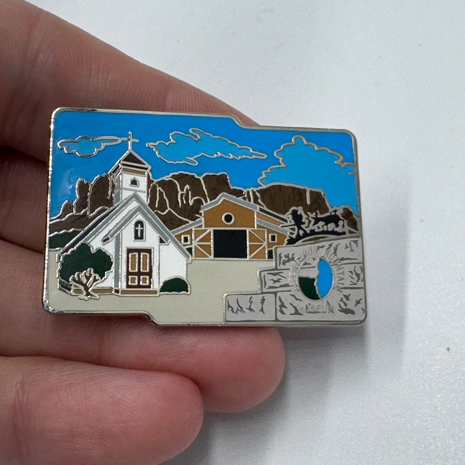 Goldfield Ghost Town Arizona Lapel Pin Church Barn Scene Souvenir