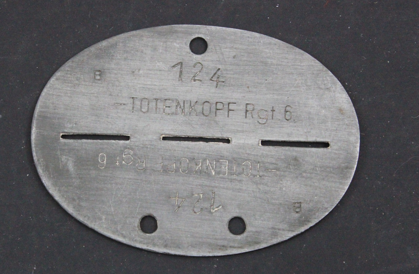 German WWII Waffen Elite Totenkopf Regiment 6 Soldier Dog Tag Erkennungsmarke