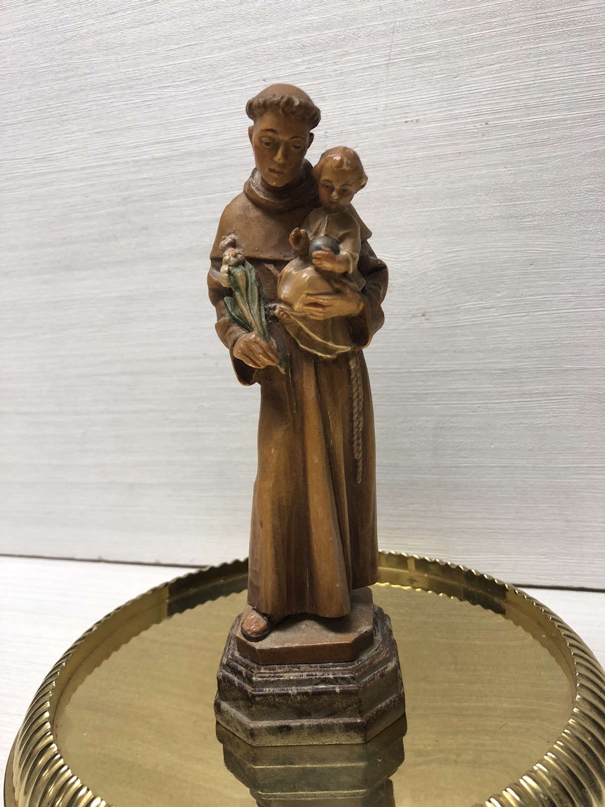 Anri St. Anthony Of Padua Holding The Christ Child 6.5” Wood Sculpture VTG Italy