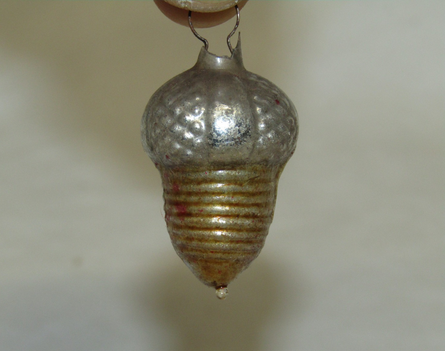 Germany Antique Gold Glass Acorn Vintage Feather Tree Christmas Ornament 1930\'s