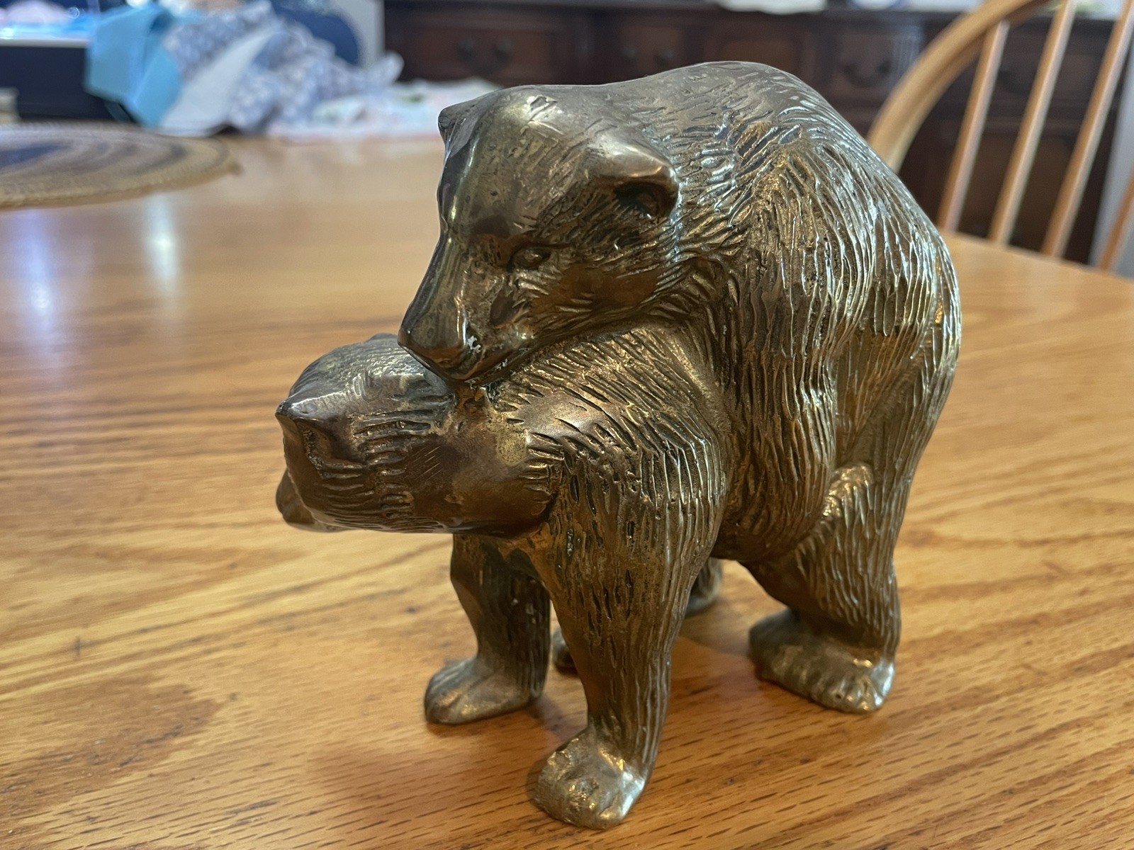 Vintage Mid Century Brass Bears Mating Humping Making Love Figurine Paperweight