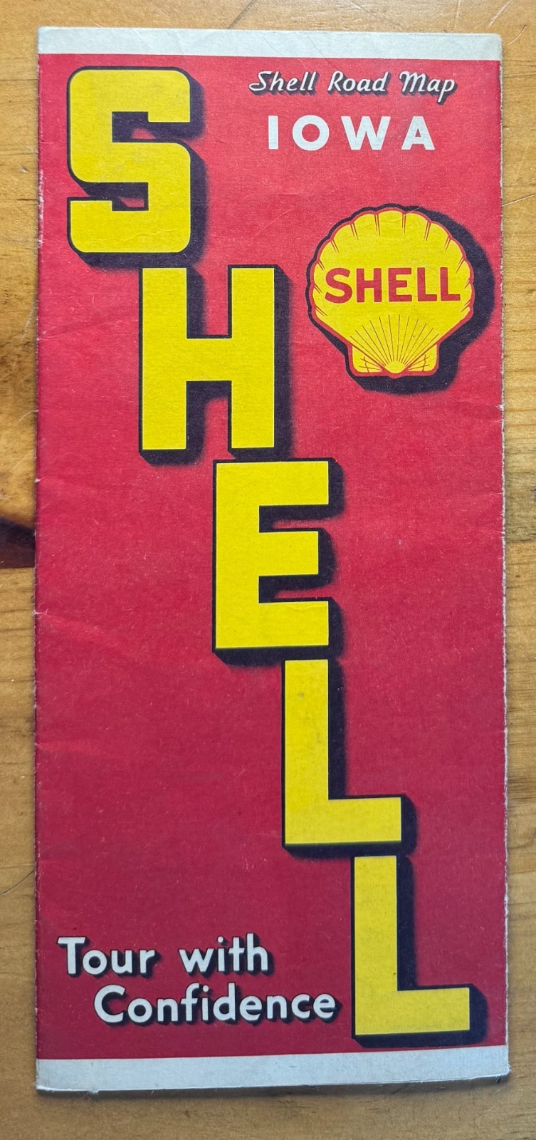 1938 IOWA Folding Map SHELL Good Condition