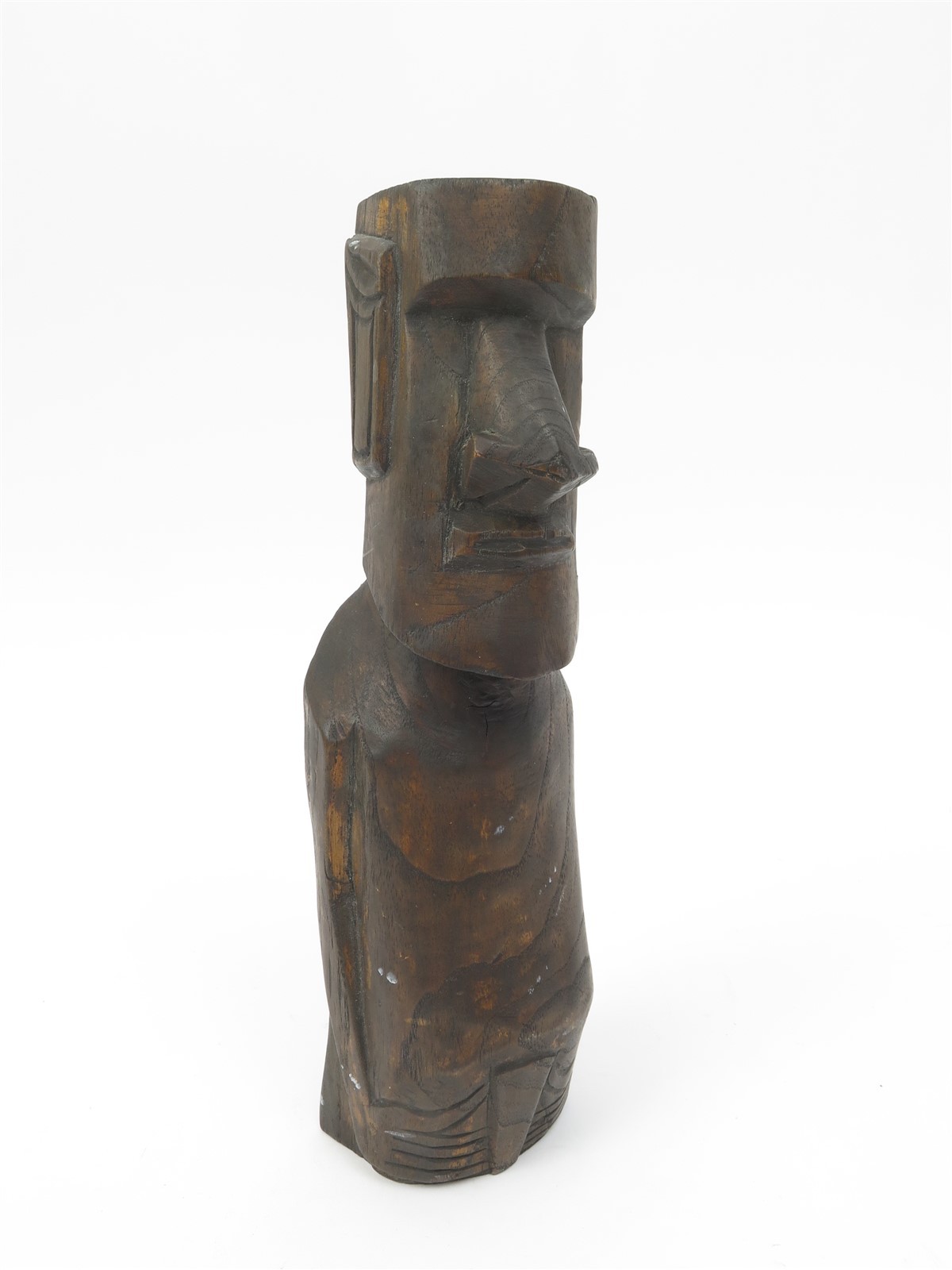 VTG Easter Island Wood Carved Art Old Moai Rapa Nui Statue Tiki Figurine 11.25\