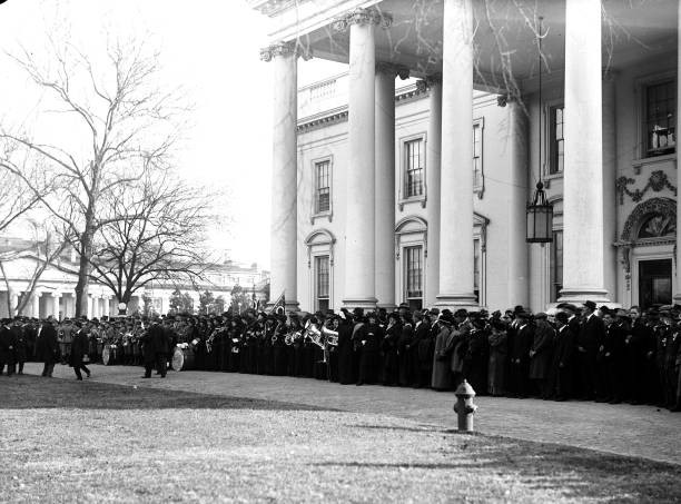 Crowd outside White House ca 1914-1918 Historic Old Photograph