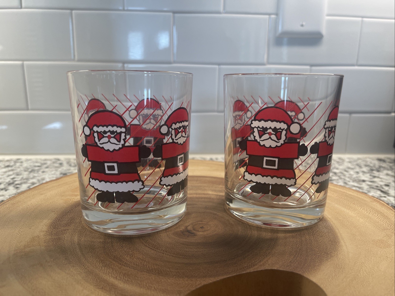 Luminarc Santa Christmas Drinking Glasses Tumblers Set of 2 Holiday Barware