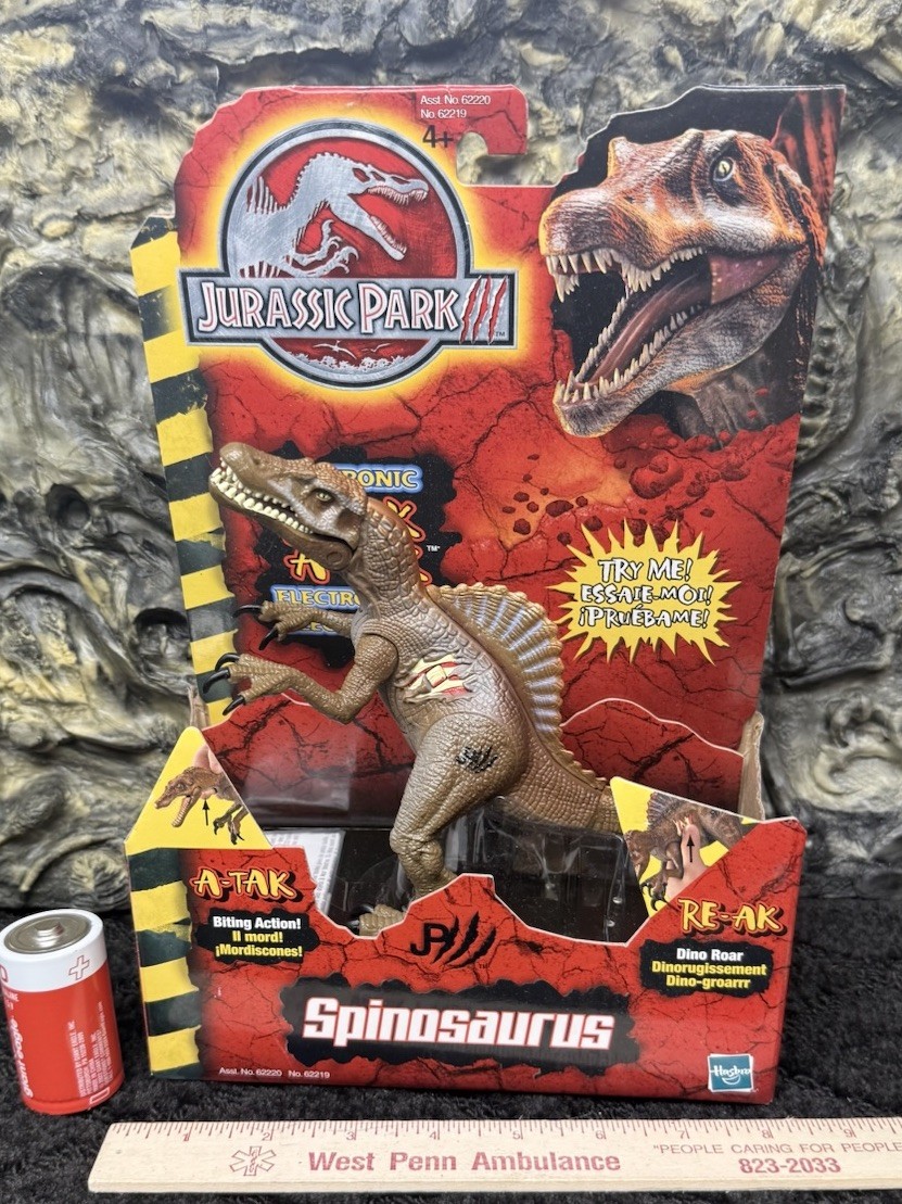 Jurassic Park Dinosaur--JP3 Re-Ak Atak Spinosaurus (needs batter) mint in box